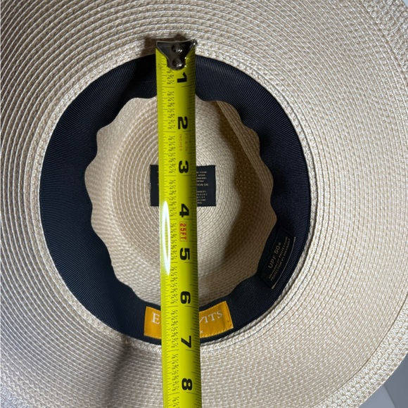 Eric Javits Tan Wide Brim Hat with Black Accent - Picture 3 of 5